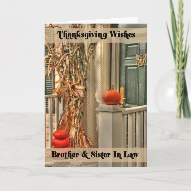 Tarjeta Festiva Hermano Y Hermana En Derecho Feliz Día De Gracias (Anverso)