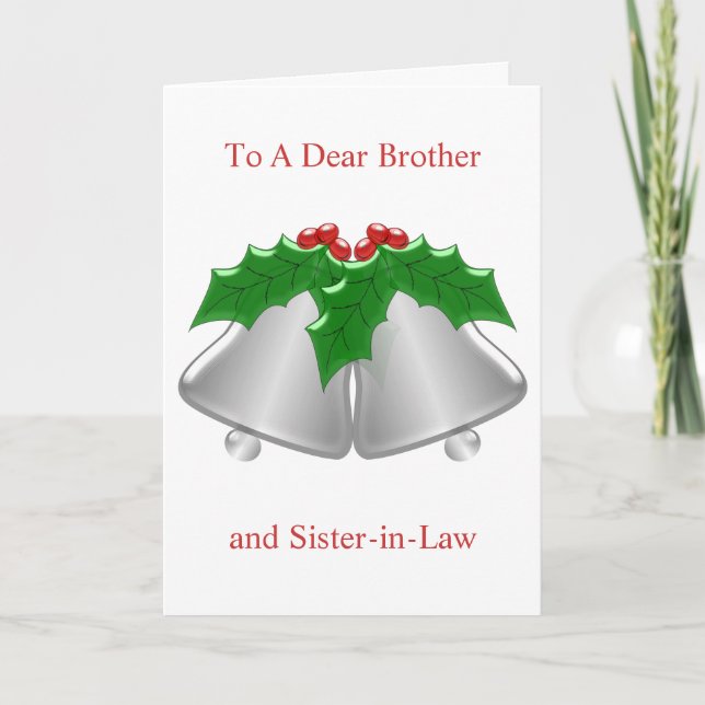 Tarjeta Festiva Hermano Y Navidades De La Hermana De Silver Bells (Anverso)
