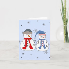 Tarjeta Festiva Hermanos Snowman Niños Nieves Nievan Whimsical