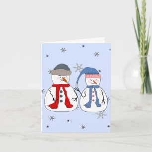 Tarjeta Festiva Hermanos Snowman Niños Nieves Nievan Whimsical