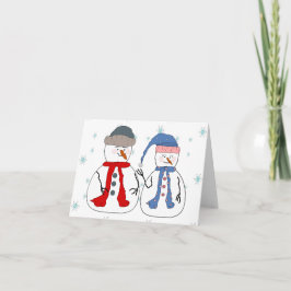Tarjeta Festiva Hermanos Snowman Niños Nieves Nievan Whimsical
