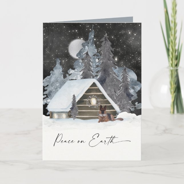 Tarjeta Festiva Hermosa acuarela de vacaciones de pastores alemane (Anverso)