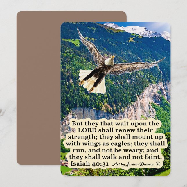 Tarjeta Festiva Hermosa Águila Escritura Isaías 40:31 (Anverso / Reverso)