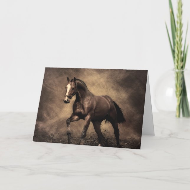 Tarjeta Festiva Hermosa almohada de caballo marrón (Anverso)