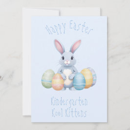 Tarjeta Festiva Hermosa conejita con huevos de Pascua niños de gua