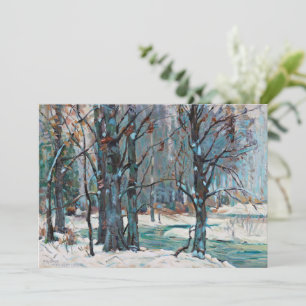 Tarjeta Festiva Hermosa escena de nieve en invierno con Blues y gr