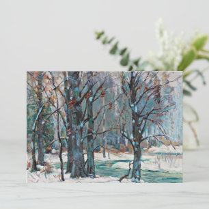 Tarjeta Festiva Hermosa escena de nieve invernal con azules y gris