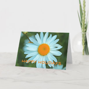 Tarjeta Festiva Hermosa flor de margarita blanca felices fiestas