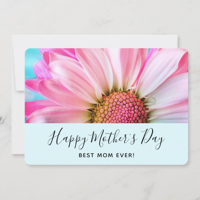 Tarjeta Festiva Hermosa flor rosa cierra el Día de la Madre (Anverso)