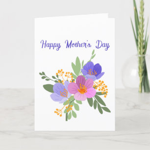 Tarjeta Festiva Hermosa floral azul violeta "Día de la Madre"