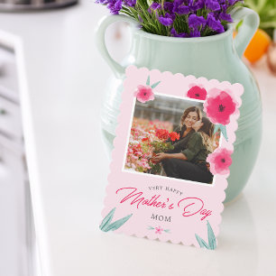 Tarjeta Festiva Hermosa foto del día de la madre en rosa