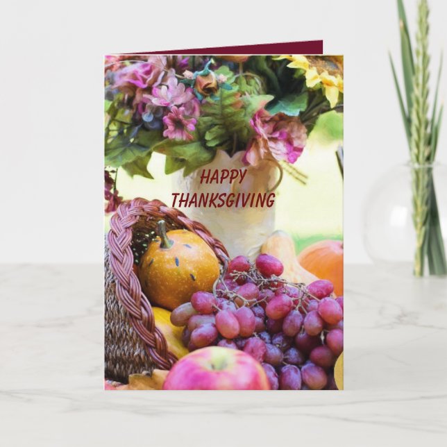 Tarjeta Festiva Hermosa Happy Thankde Cornucopia (Anverso)