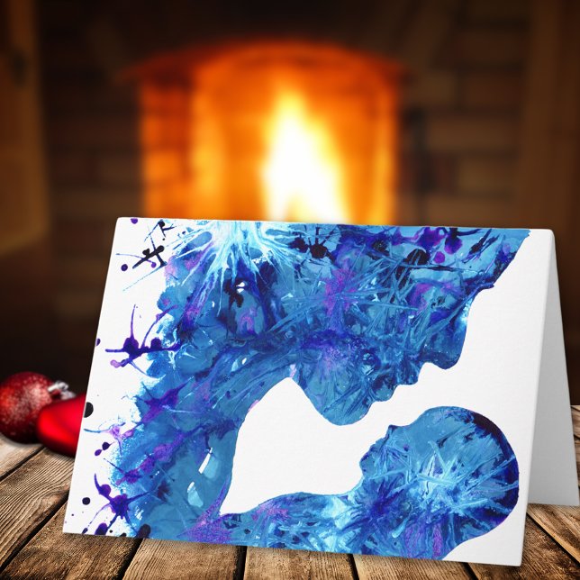 Tarjeta Festiva Hermosa Madonna y acuarela infantil (Jesus and Mary modern abstract art Christmas holiday greetings card)