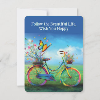 Tarjeta Festiva Hermosa naturaleza de la bicicleta de flores