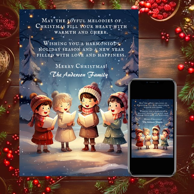 Tarjeta Festiva Hermosa Noche de Invierno de los Caroleros de Navi (Subido por el creador)