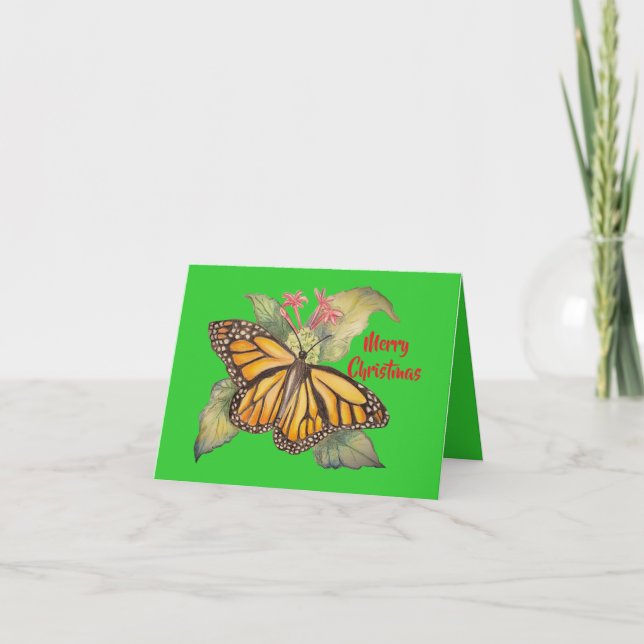 Tarjeta Festiva Hermosa pintura estilo mariposa monarca dorada (Anverso)