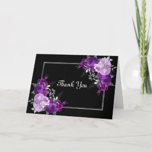 Tarjeta Festiva Hermosa Placa Morada Floral Gracias Blank