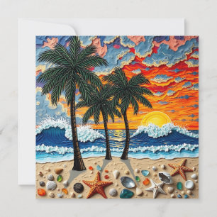 Tarjeta Festiva Hermosa Playa Feliz   Decir Hola