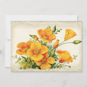 Tarjeta Festiva Hermosas flores amarillas vintage