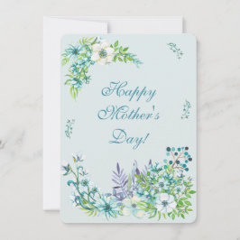 Tarjeta Festiva Hermosas flores de color azul - Día de la Madre
