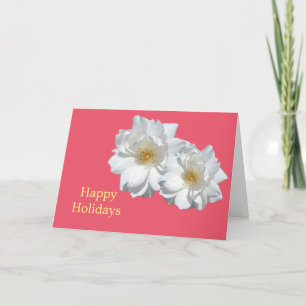 Tarjeta Festiva Hermosas flores de rosa blancas rojas felices fies