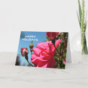 Tarjeta Festiva Hermosas flores rosadas felices fiestas