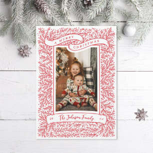 Tarjeta Festiva Hermosas ramas Navidades rojos y blancos. Foto