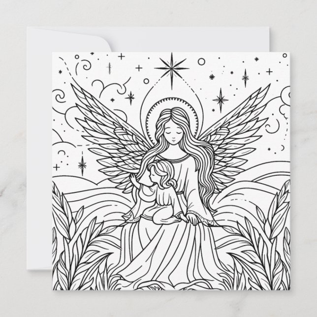 Tarjeta Festiva Hermoso ángel de Art Guardian (Anverso)