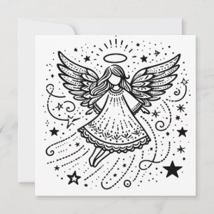 Tarjeta Festiva Hermoso ángel de Navidades de arte de color