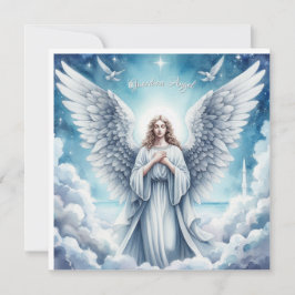 Tarjeta Festiva Hermoso Ángel del Guardián Blanco