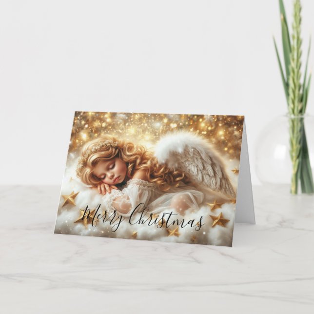 Tarjeta Festiva Hermoso ángel durmiente (Anverso)