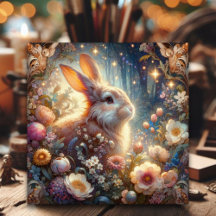 Hermoso Art Nouveau Easter Rabbit Christian