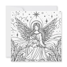 Hermoso Arte de Ángel de la Guarda para Colorear