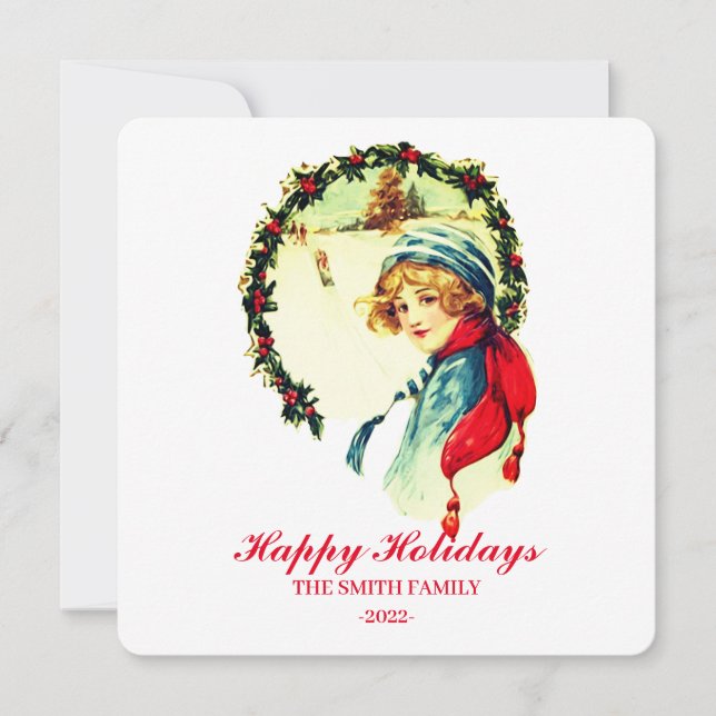 Tarjeta Festiva Hermoso chico vintage (Anverso)