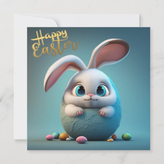 Tarjeta Festiva Hermoso conejo de Pascua (Anverso)