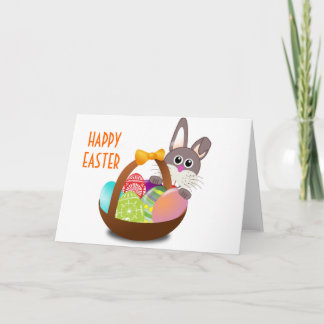 Tarjeta Festiva Hermoso Conejo De Pascua Y Huevos