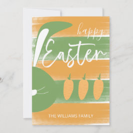 Tarjeta Festiva Hermoso Conejo De Pascua Y Zanahorias