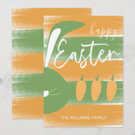 Tarjeta Festiva Hermoso Conejo De Pascua Y Zanahorias