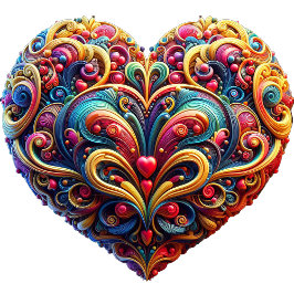 Tarjeta Festiva Hermoso Corazón de Desplazamiento Colorido Valenti