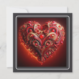 Tarjeta Festiva Hermoso Corazón de Pergamino Rojo