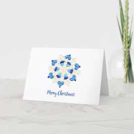 Tarjeta Festiva Hermoso diseño de copo de nieve azul y blanco con 