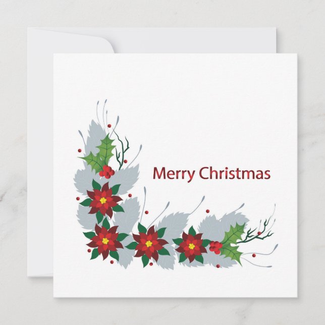 Tarjeta Festiva Hermoso diseño único de flores de Ponsettia (Anverso)