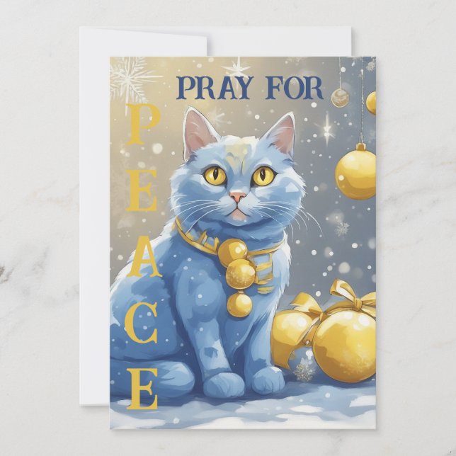 Tarjeta Festiva Hermoso gato amarillo con ojos azules - ucrania (Anverso)