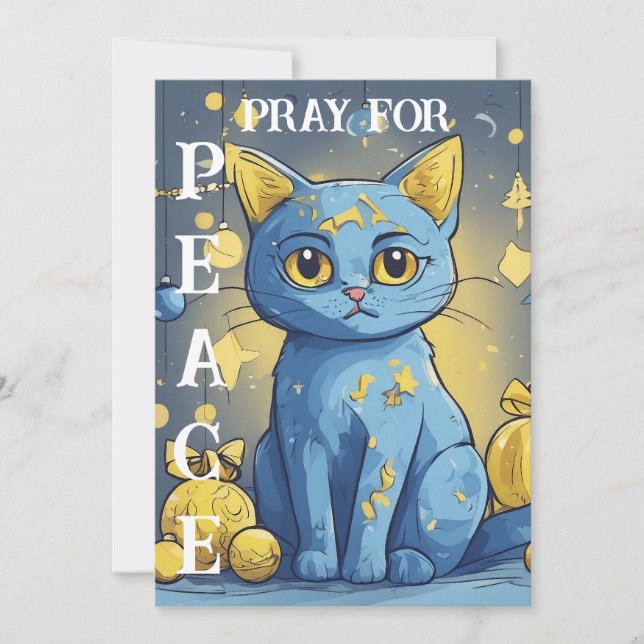 Tarjeta Festiva Hermoso gato amarillo con ojos azules - ucrania (Anverso)