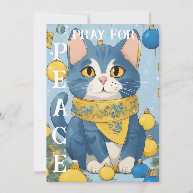 Tarjeta Festiva Hermoso gato amarillo con ojos azules - ucrania (Anverso)