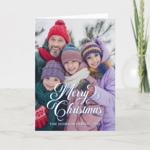 Tarjeta Festiva Hermoso guión Plaid de búfalo negro azul profundo