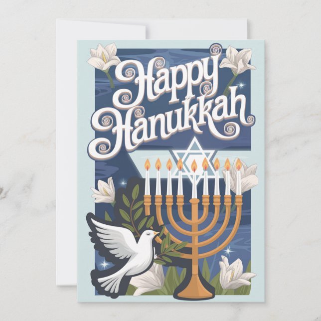 Tarjeta Festiva Hermoso Hanukkah Feliz (Anverso)