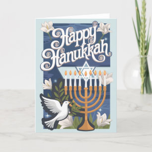 Tarjeta Festiva Hermoso Hanukkah Feliz