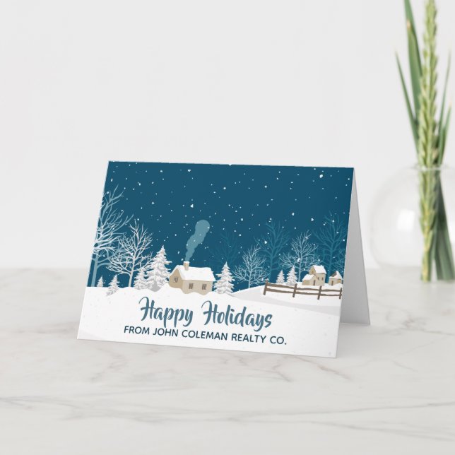 Tarjeta Festiva Hermoso Happy Holidays Winter Corporate Business (Anverso)