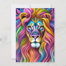 Tarjeta Festiva Hermoso león con colorido principal